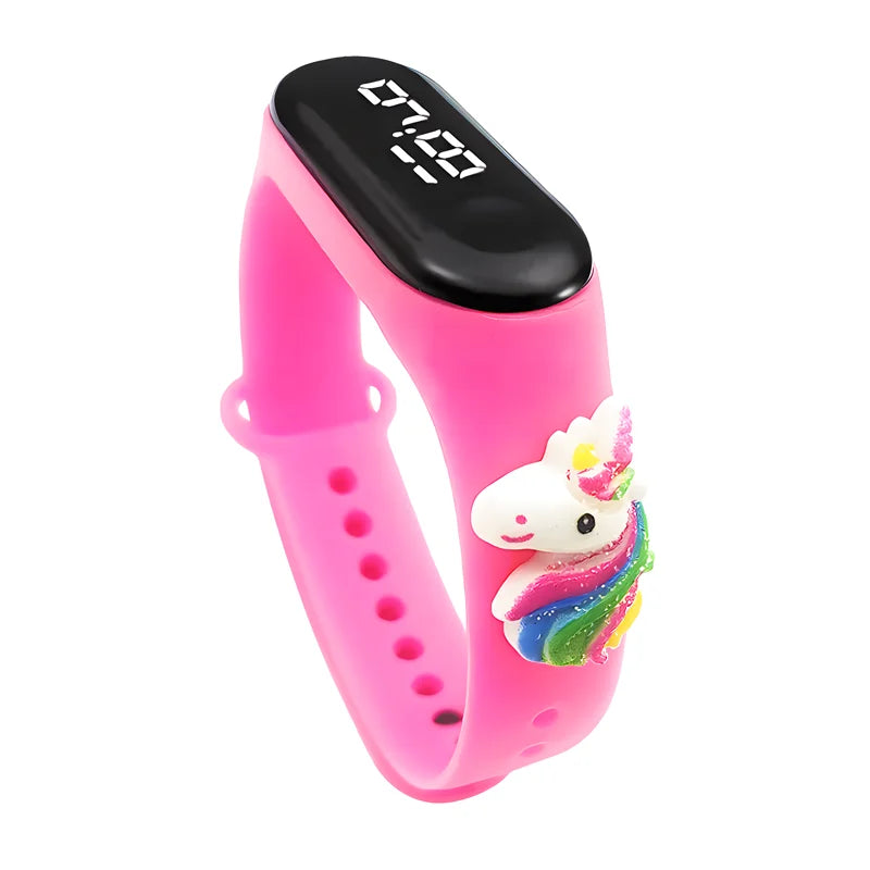 LED Digital Kids Watch – Waterproof Sports Design with Dinosaur & Unicorn