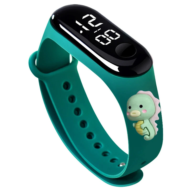 LED Digital Kids Watch – Waterproof Sports Design with Dinosaur & Unicorn