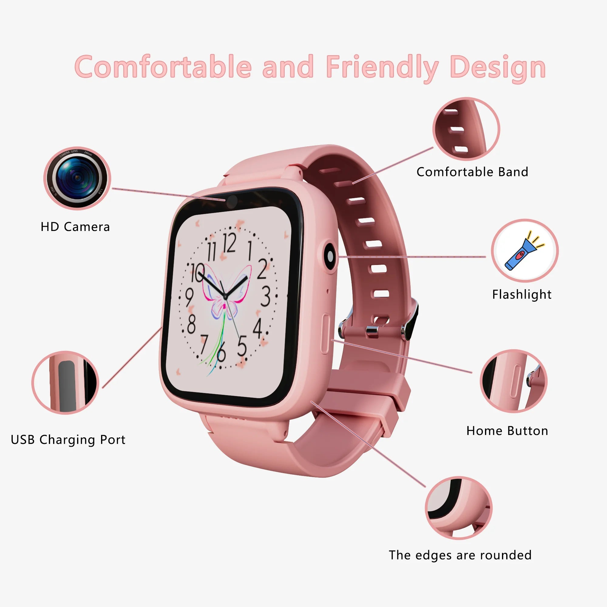Fun Kids Smart Watch – 5 Games, Music & Video Recording, Alarm Clock & Camera