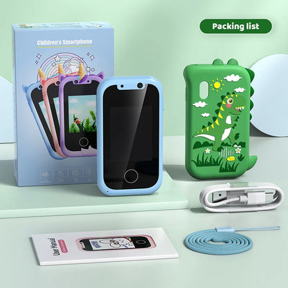 Kids Phone Gifts Toys for 3-12 Year Olds Toy Phone with Dual Camera MP3 Music Player Game Touchscreen Learning Toy Birthday Gift