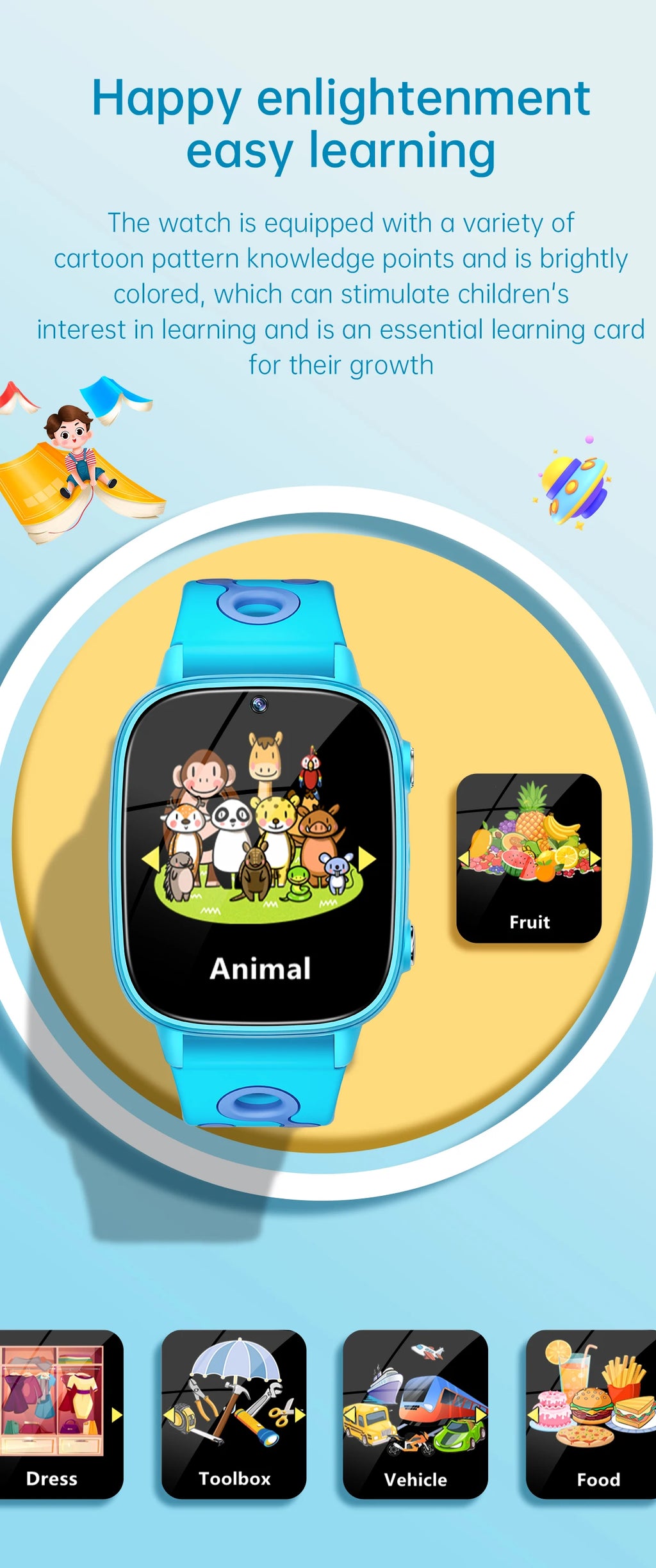 Educational Kids Smart Watch – HD Touch Screen, Games, Camera &amp; Sleep Tracker